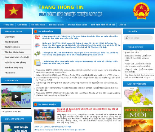 Trang thông tin điều hành tác nghiệp huyện Can Lộc