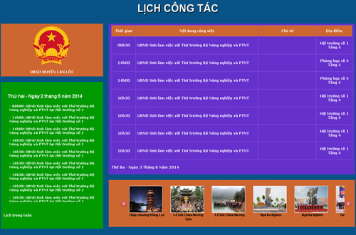 Lịch công tác UBND Huyện Can Lộc